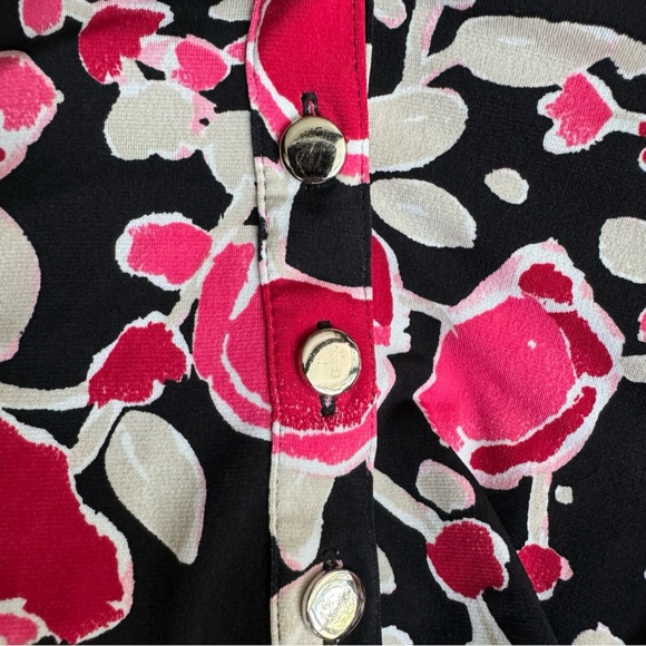 Alfani Tunic Collared Long Sleeve Black & Pink Floral  Size 2X - Picture 10 of 16